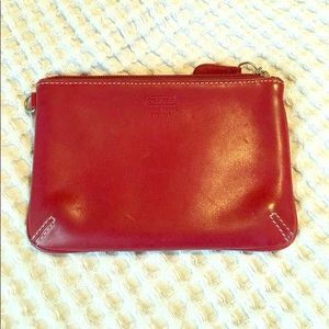 Coach Leather Small Money Holder / Makeup Bag- Red